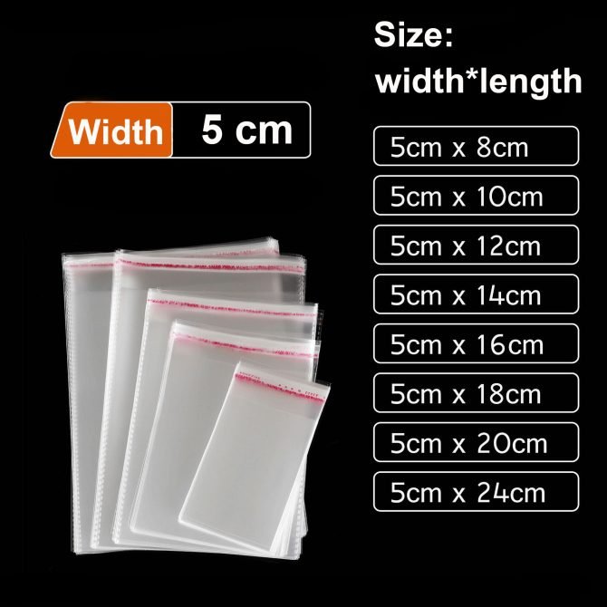 5cm width simple opp bag 9 silk thickness for products 1000pcs